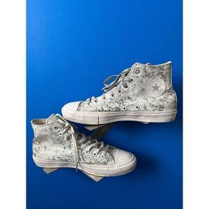 Converse CTAS unisex Size M 9  W 11  silver white hi-top sneaker shoe 154889c